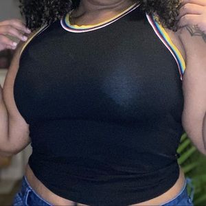 Black/ colorful crop top